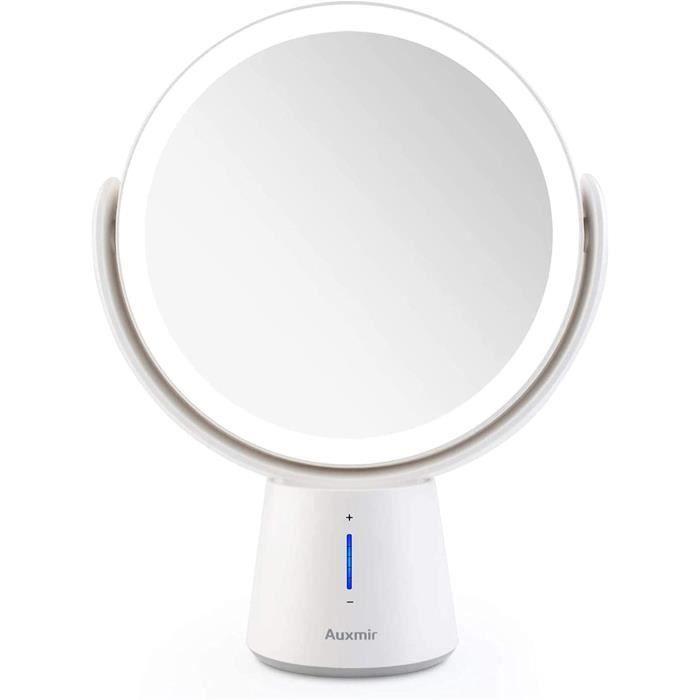 Auxmir 1X 10X Magnifying Mirror 360° Swivel Two Sides LED Lighted Makeup Mirror Adjustable 5 Brightness Levels. [6627]