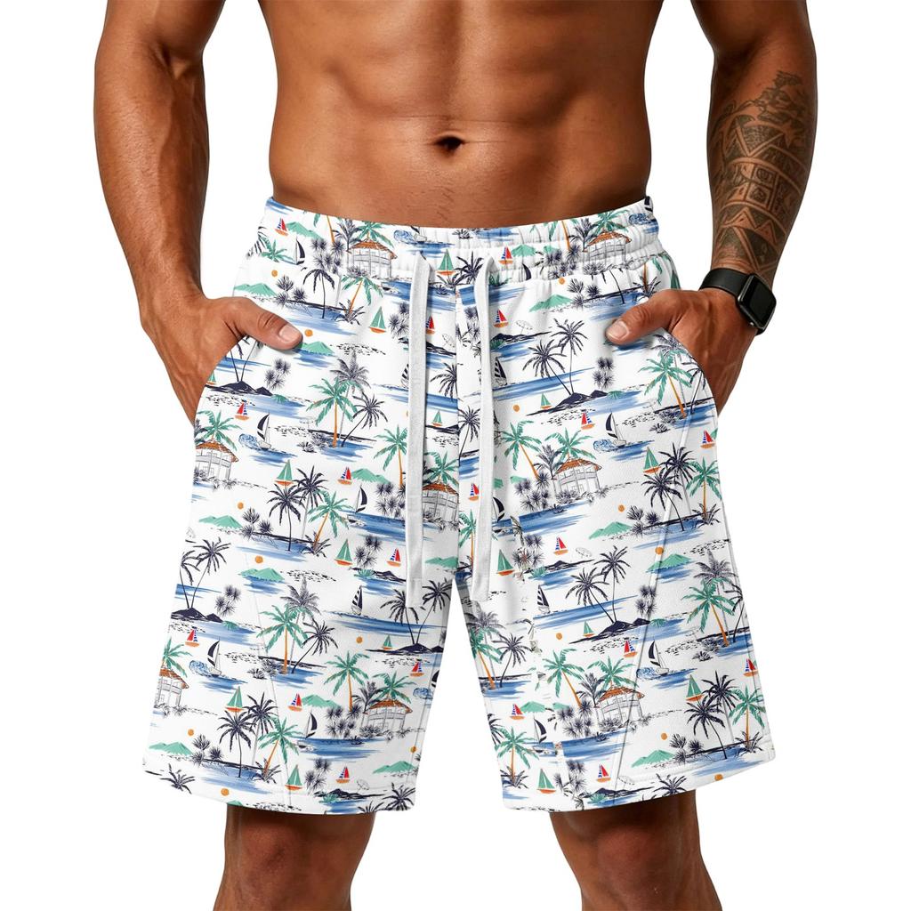 Men's Layer Casual Shorts, Lightweight Athletic Gym Shorts with Pockets, for Workout Beach and Lounging
