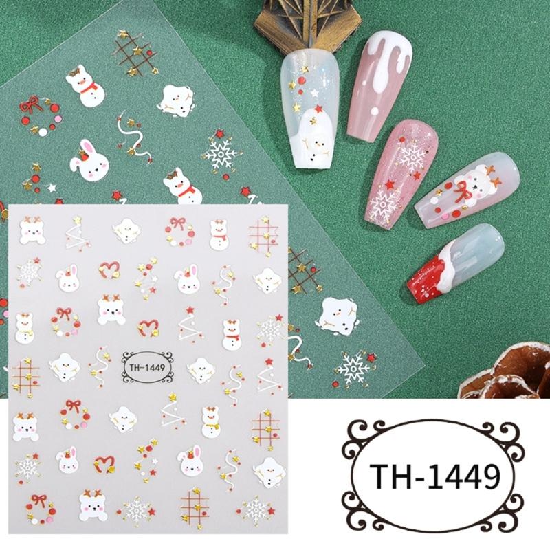6 Sheets Snowflake Nails Art Stickers Tree Nail Decals Christmas Nail Stickers Nails Art Decorations Manicures Stickers