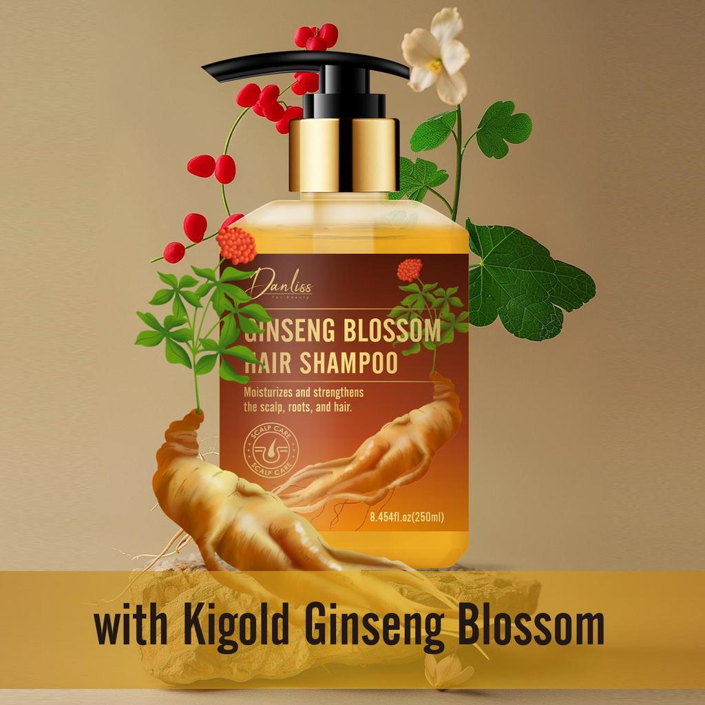 Ginseng Blossom Hair Shampoo-Moisturizes and Strengthens the Scalp, Roots, and hair-Suitable for All Hair Types, 250ml