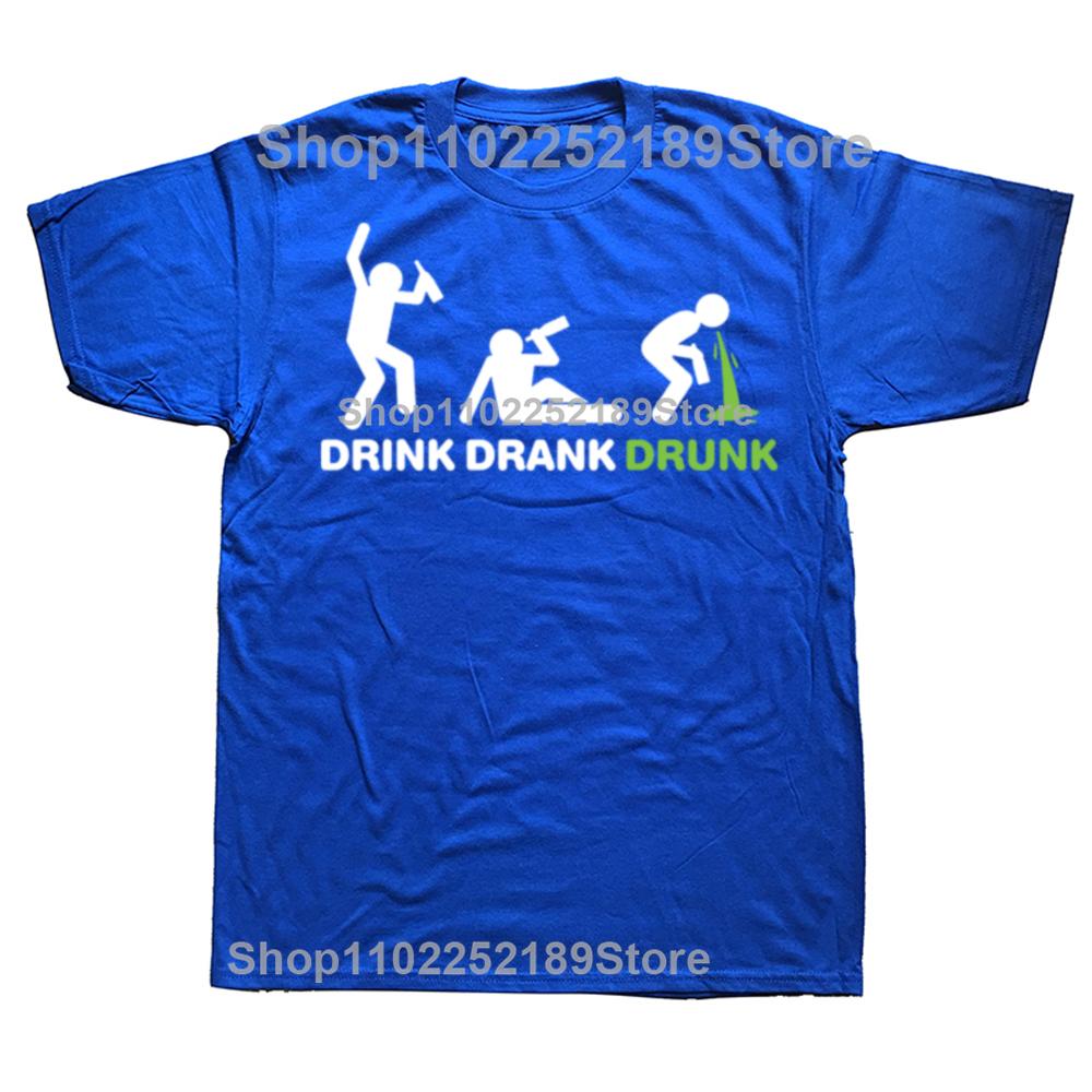 Funny Evolution of Drinking Graphic T-shirts Men Women's Fashion Casual Tshirt 100% Cotton Loose Oversized Beer Alcohol T Shirt