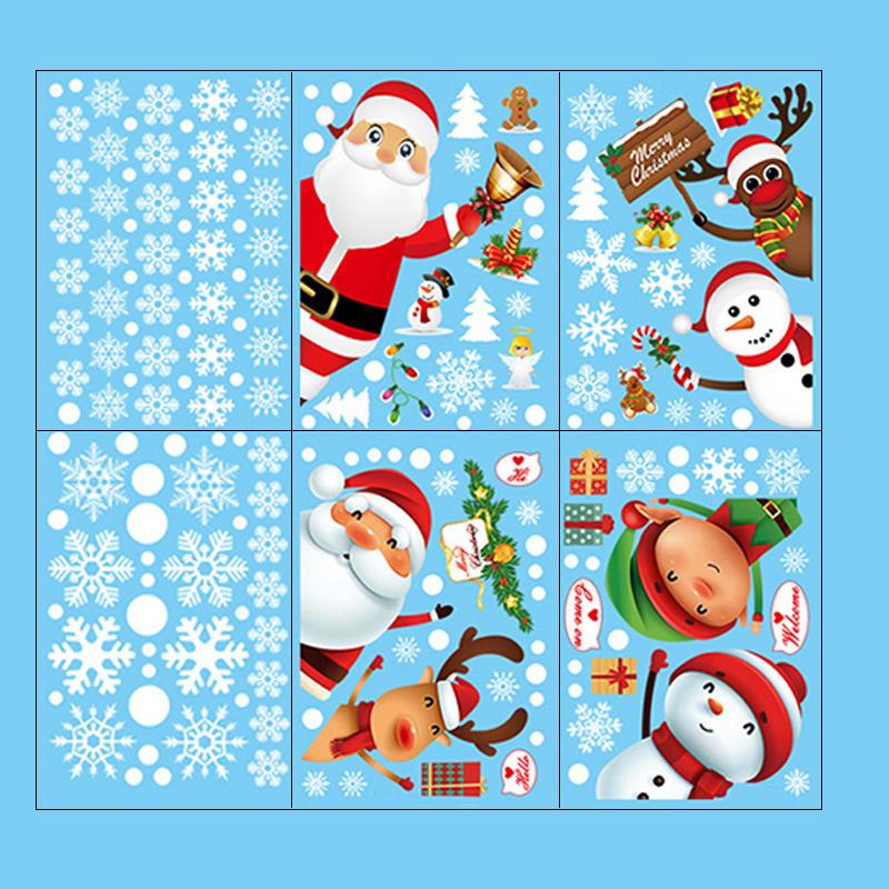 4/6pcs Window Stickers Cartoon Merry Christmas Santa Claus Xmas Tree Glass Decal Christmas Decorations for Home 2025 New Year