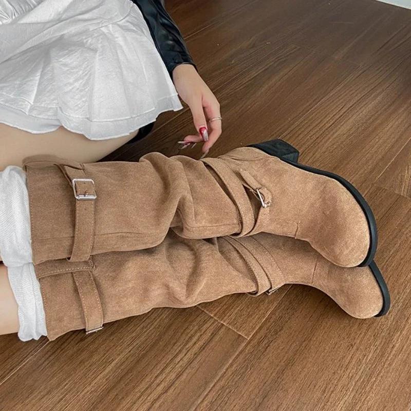 Fashion 2024 New Year Women High Quality Wasteland Style Vintage Detachable Boot Barrel Western Boots for Women Boot Shoes 35-42