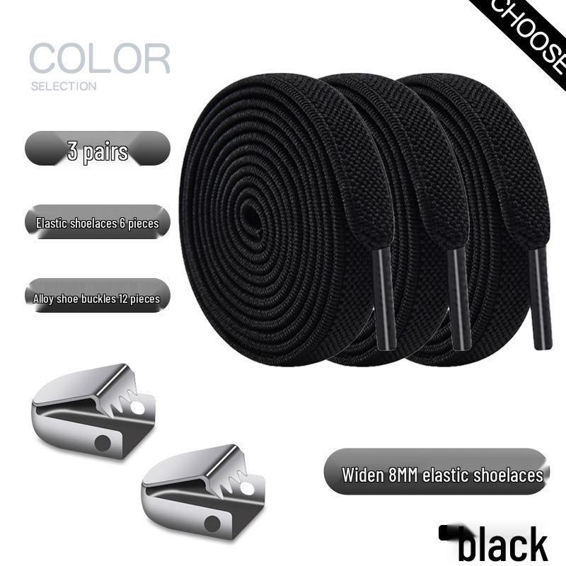 Elastic No-Tie Shoelace Buckle - White Flat for Men, Women, Kids