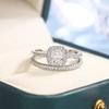 2Pcs Luxury Crystal Ring Set AAAA Zircon Wedding Rings Fashion Crystal Princess Ring  for Women Men