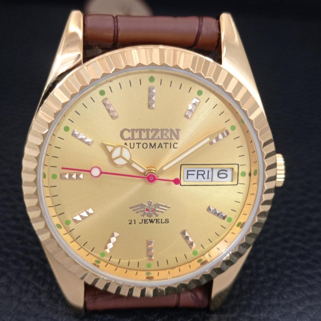 VINTAGE REFURBISHED CITIZEN AUTOMATIC JAPAN MENS GOLDEN DIAL WATCH a445312-1