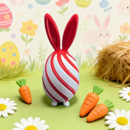 3D Geprint Spiraal Paasei Uniek Sensorisch Fidget Speelgoed met Konijnenoor voor Volwassenen Stressverlichting Paasmand Vullers Feestartikelen