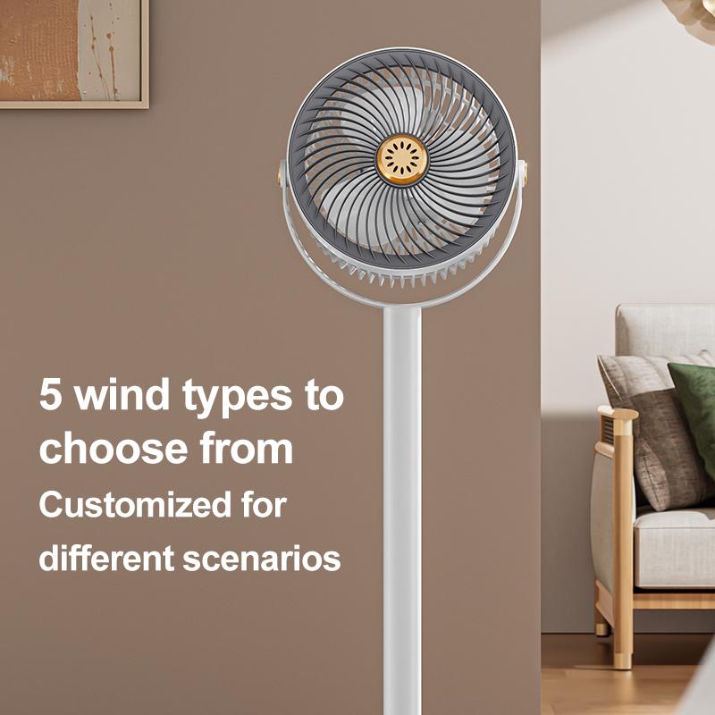Modern Circulating Floor Fan 4-Height 5-Speed Quiet Adjustable Multi-Angle Desk Cooler for Home Kitchen Office & Camping