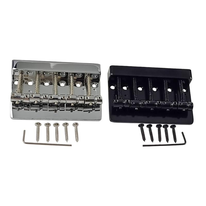 5 Strings Hardtail Bridge Guitar Bridge Saddles 5 Saddle Hardtail Zinc Alloy Tailpiece Electric Bass Bridge Replacements
