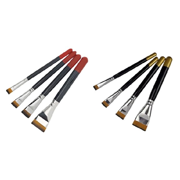 Painting Brushes 4 Piece Set Professional Grade Nylon Hairs Smooth Color Layering Ergonomic Non Slip Handle
