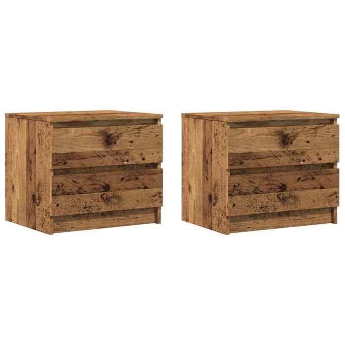 VidaXL Tables de chevet 2 pcs vieux bois 50x40x43.5 cm bois ingénierie, armoire de chevet, armoire latérale, table de nuit, 856519