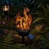 Solar Powered Courtyard Lamp Dragon Gorilla Garden Statue Light, Gothic Medieval Resin Outdoor Lantern Sculpture, Light Fantasy Decor for Yard Patio,