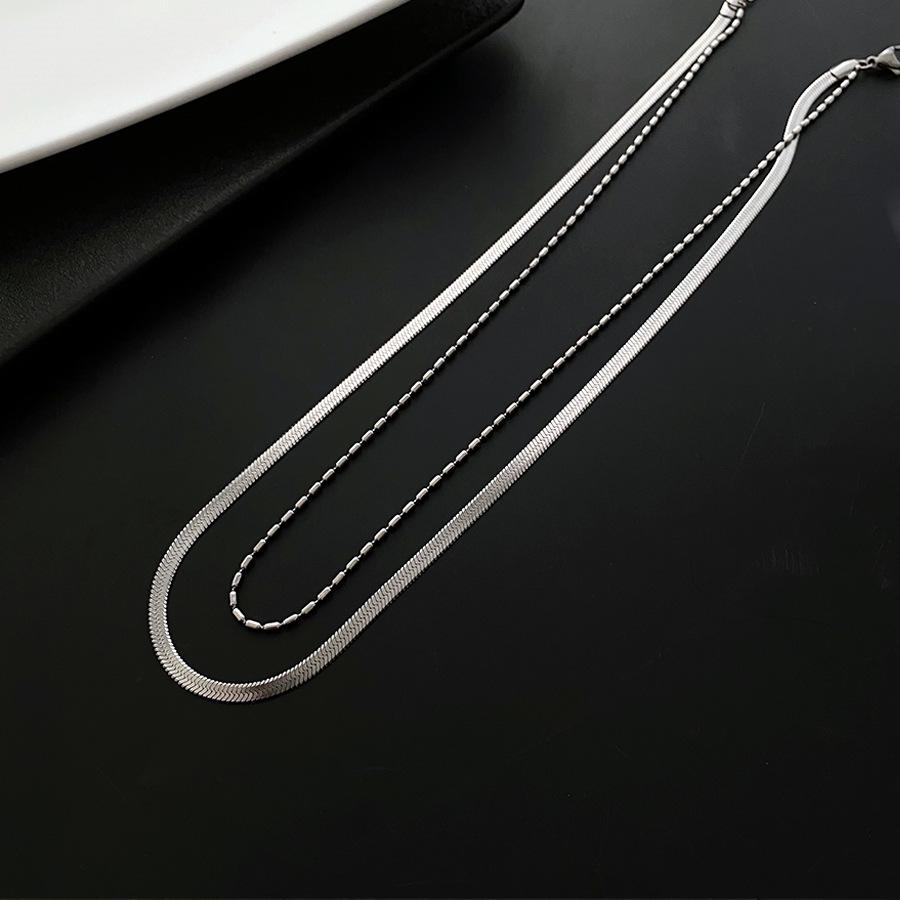 

Ожерелье из титановой стали с двойной змеевидной цепочкой, не тускнеющее - Летний женский чокер и аксессуар для ключицы