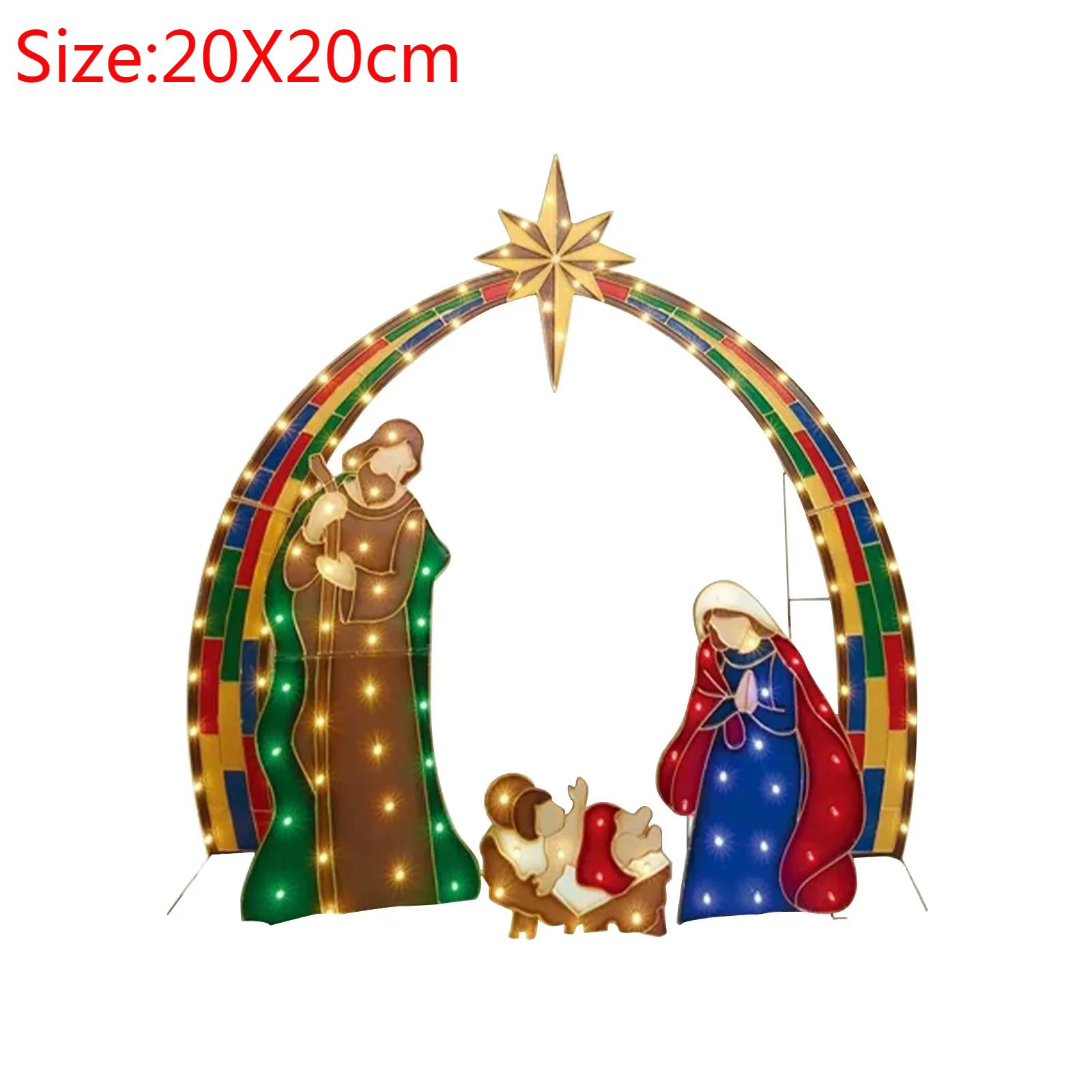 Рождественские украшения Освещенная рождественская сцена в яслях Рождественский набор Святые рождественские украшения для крыльца на открытом воздухе Декор сада One Size