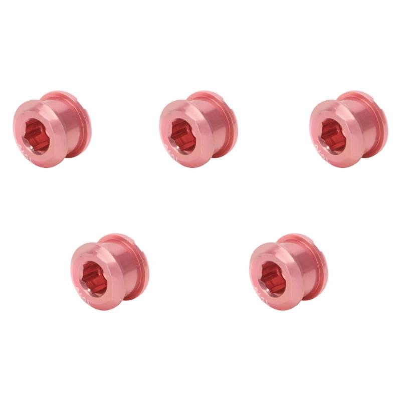 5pcs Aluminum Alloy Chainring Bolts Single Chainwheel Bolts Nut Single Speed Chainwheel Screws for Road, Mountain Bike