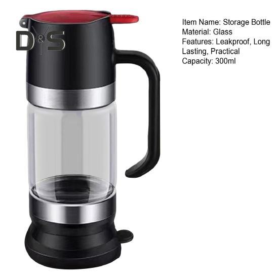 Glass Bottle Honey Syrup Dispenser Food Grade BPA Free Leakproof Glass Honey Dispenser Pot Syrup Storage Bottle with Handle