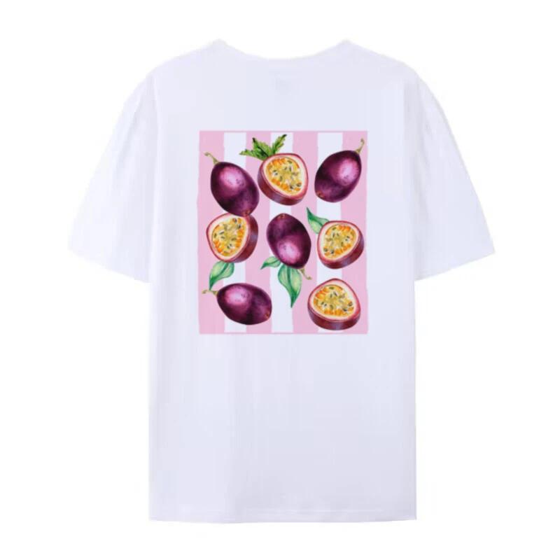 Women Retro Aesthetic Passion Fruit Back Print TShirt Cute Tropical Fruit T Shirt Vintage Food Shirt Unisex Summer Fashion Tops S