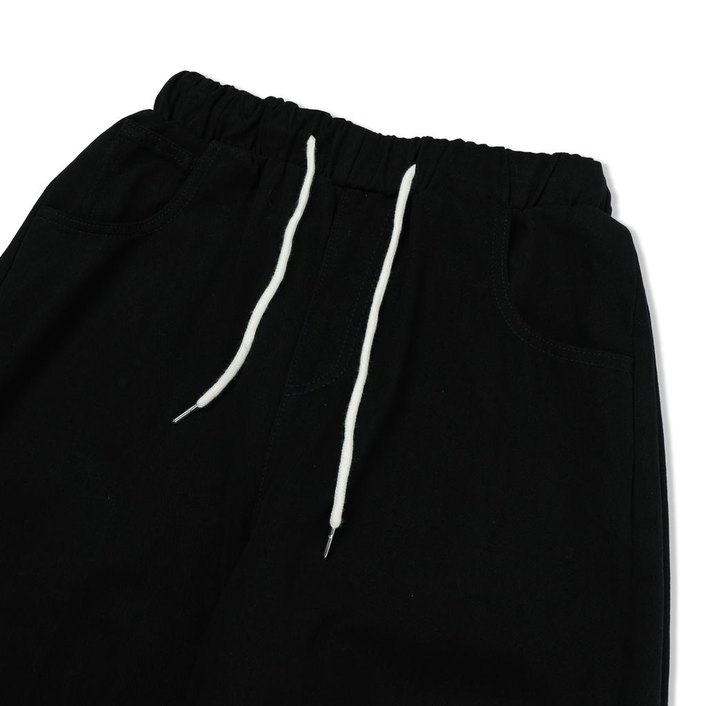 ANDAGAIN Washed Cotton Wide Twill Pants (Black