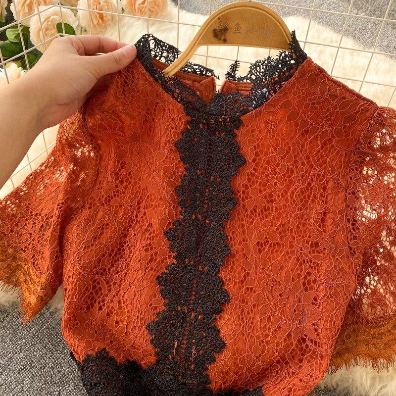 RUGOD 2025 Léto Nový Design Smysl pro Prémiovost Smysl pro Menšinu Francouzské Retro Duté Krajkové Výšivky Šaty Princeznovské Vílí Šaty