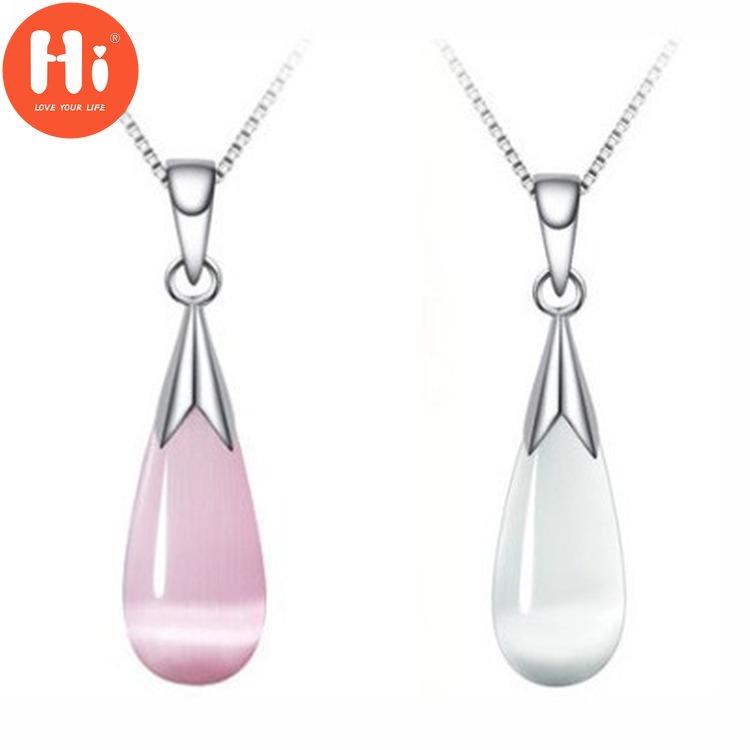 Hi White Pink Moonstone Necklace Pendant Necklace Opal Drop Necklace