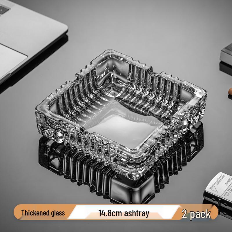 Crystal Glass Ashtray: Elegant, Fly-Repellent Design for Home or Office