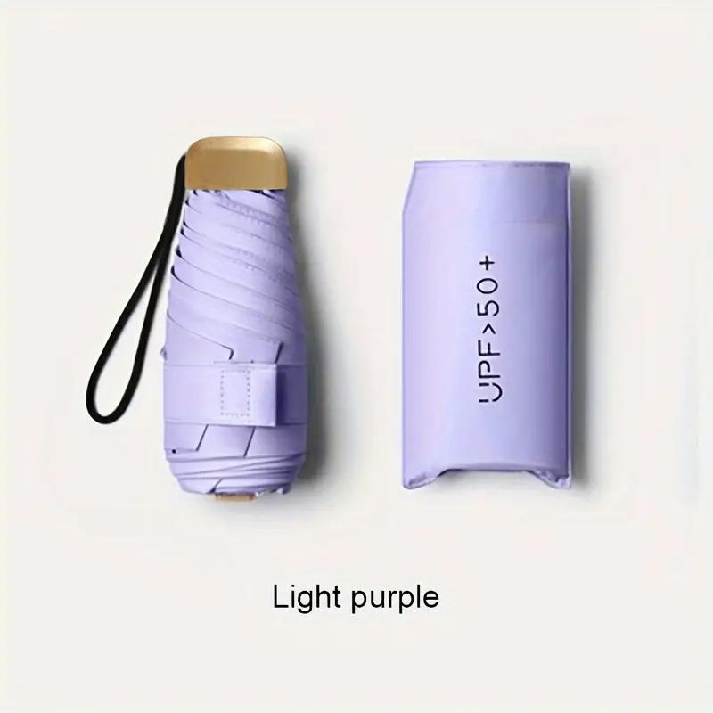 

Ultra-Light UV Protection Umbrella - Compact, Foldable Design with Stainless Steel Handle for Sun & Rain, Durable 190T Canopy Iron&6K фіолетовий