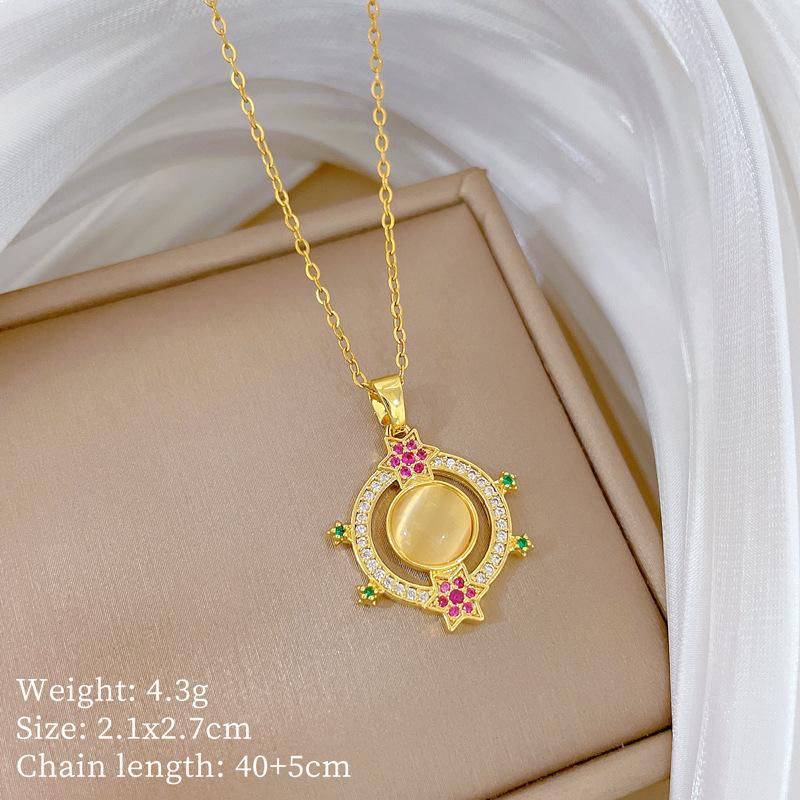 

Cat S Eye Ring Personality Light Luxury Temperament Gorgeous Full Diamond Necklace Female Versatile Collarbone Chain