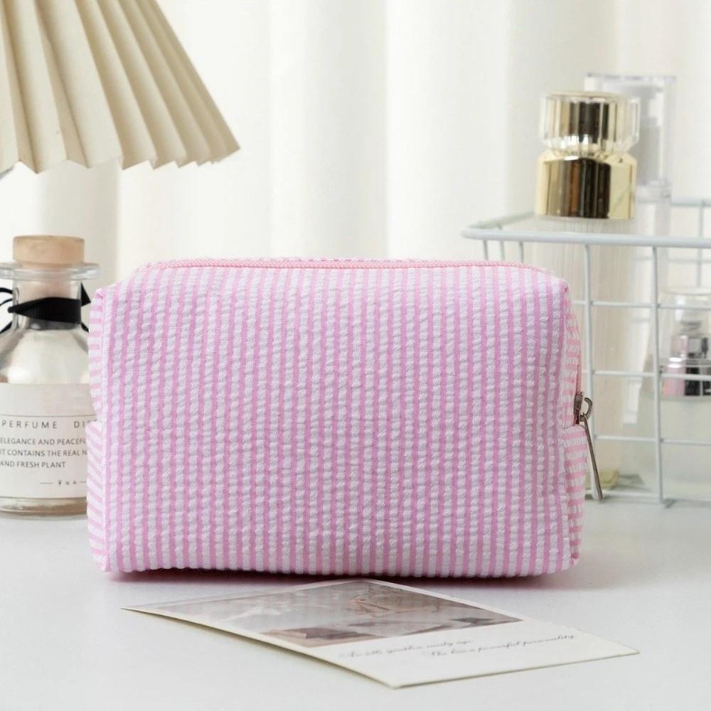 Striped Toiletry Bag Large-Capacity Makeup Storage Bag Personalized Desk Pencil Box  Travel Use