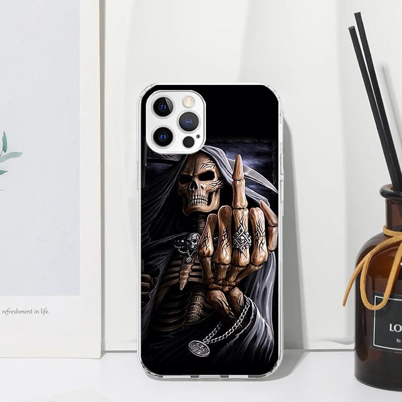 Grim Reaper Skull Skeleton Phone Case For Iphone 17 Air 16 15 Plus 16E 14 Pro Max 13 Mini 12 11 7 8 SE Fundas Soft Back Cover 17