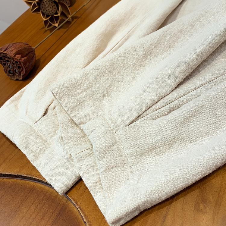 2025 Spring/Summer Women's Cotton Linen Slimming Lantern Pants - Sand Washed Loose Fit.