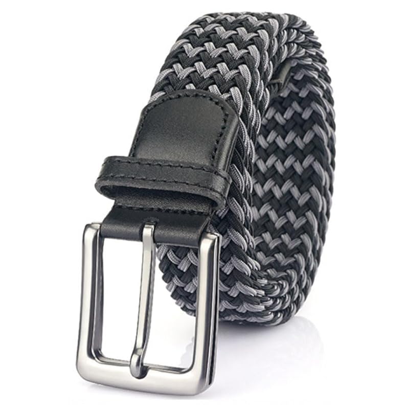 

[FREESE] belt men s braid mesh elastic rubber free size Moisture wicking and quick drying gentleman business casual golf Reinforced buckle type (black