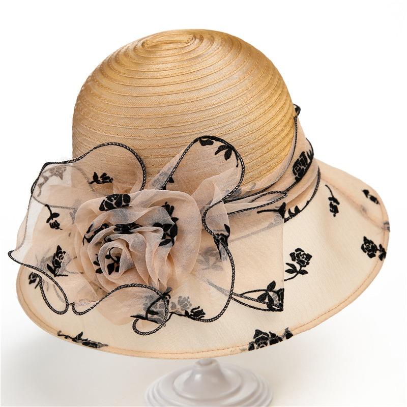 Elegant temperament organza hat women's spring summer cool hat bucket hat versatile top hat sun hat