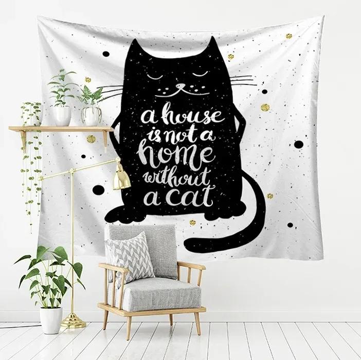 Cartoon Abstract Kitten Pattern Tapestry Home Wall Decoration Tapestry Bedroom Living Room Tapestry