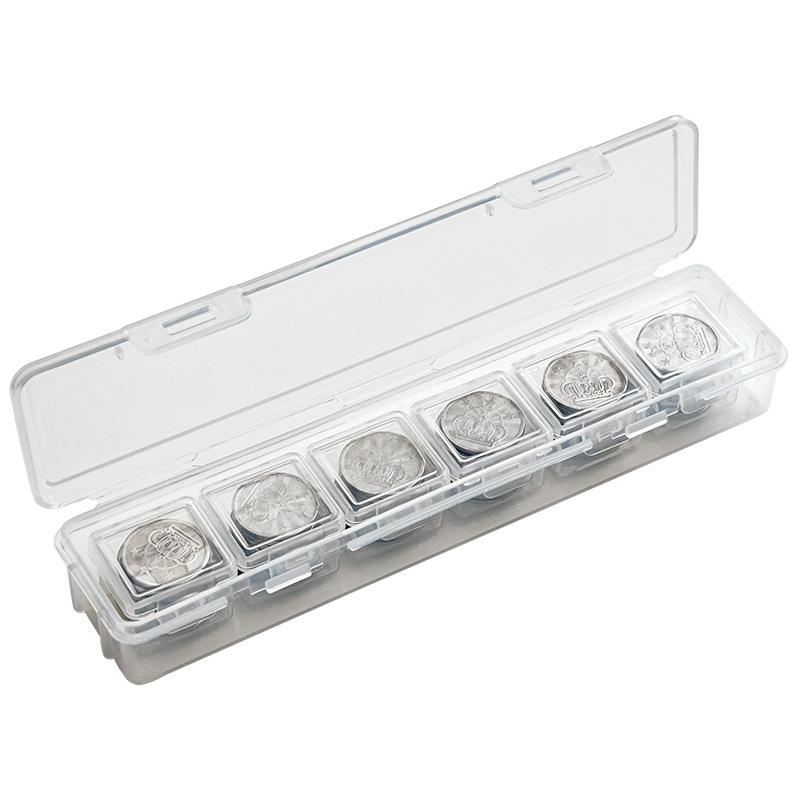 Clear Rectangular Coin Cases Capsules Container Holder Storage Box Plastic For Storing Coins Bins