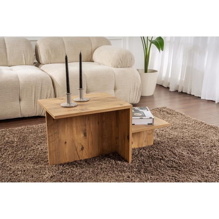 Table basse - HARMONY - Rectangulaire - Pin Atlantique - 80 x 40 x 40 cm