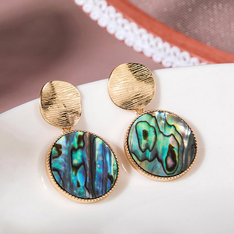 SA Jewelry Women's Fashion Earrings 18K Gold Plated Abalone Shell Stud 925 Sterling Silver Boho Women Hypoallergenic Gift 2026