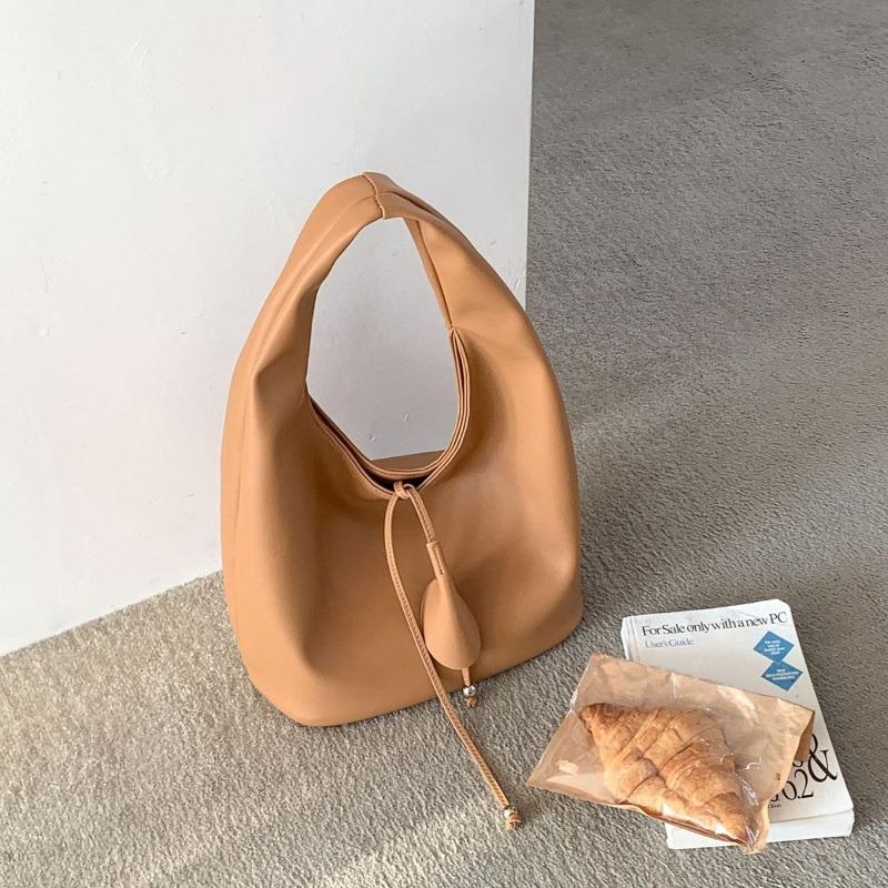 New simple shoulder bag large capacity girls soft leather commuter bag women go to work minimalist wind tote bag