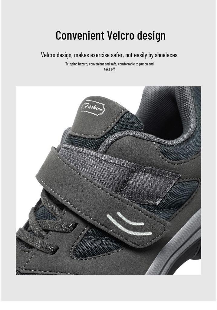 Men's Large Size Lightweight Velcro Walking Shoes - Comfortable Outdoor Travel Footwear for Middle-aged and Elderly Dads