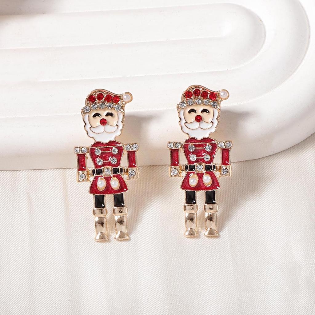 Elegant Christmas Nutcracker Tin Soldier Stud Earrings - Trendy and Versatile