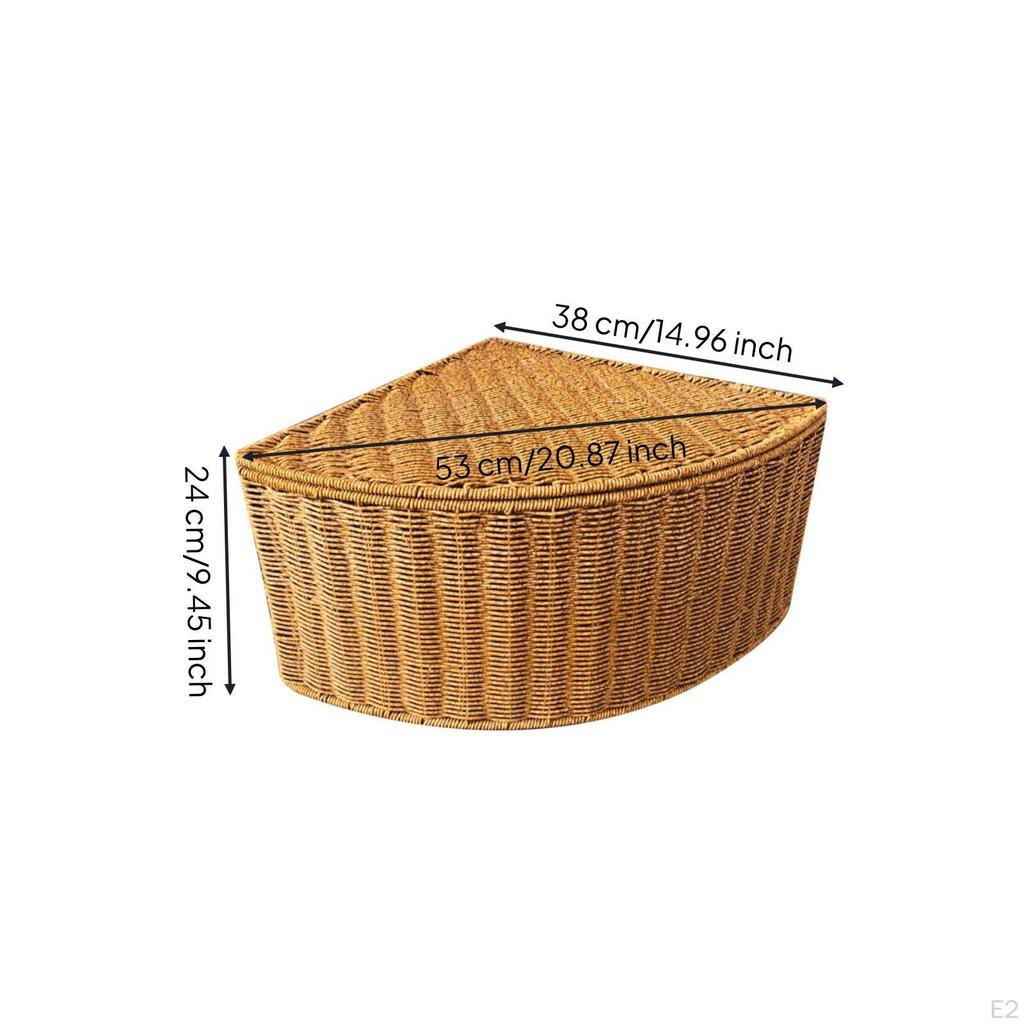 Corner Storage Basket with Lid Handwoven Woven Lidded Wicker Hamper for