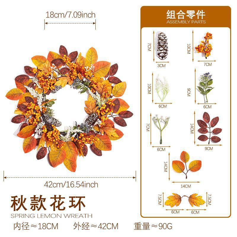 Maple Leaf Wreath Door Decor Fall Harvest Festival Thanksgiving Home Decoration Artificial Floral Garland