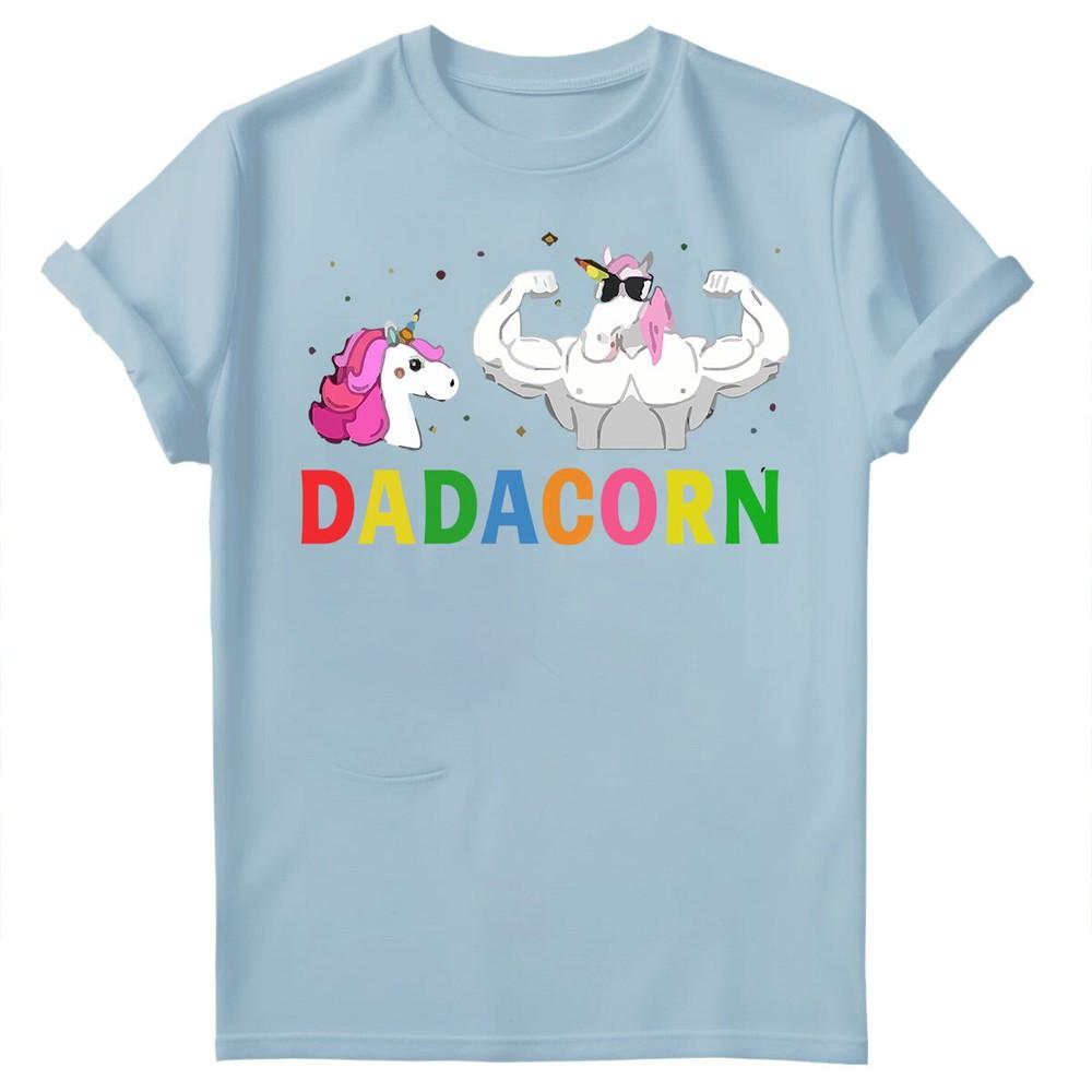 Vatertag Unisex T-Shirt Lustiges Einhorn Dadacorn Daddy Gymer Dad Tee Top FD
