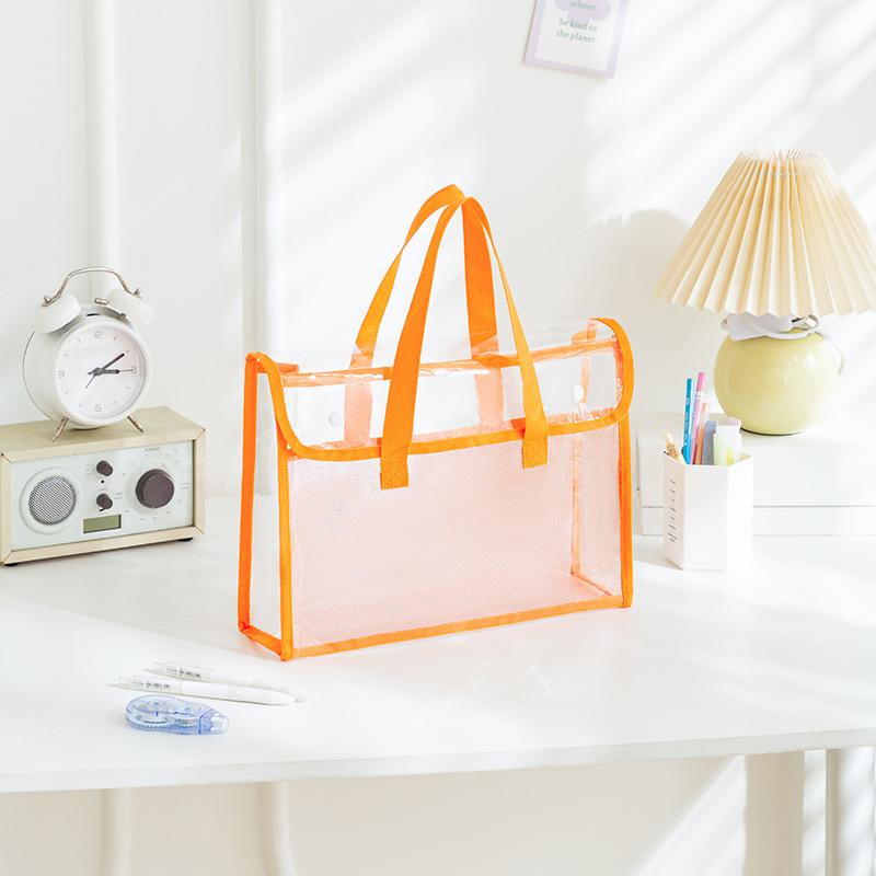 1 large capacity portable transparent waterproof handheld folder, expandable file storage bag, PVC self-adhesive file bag for of