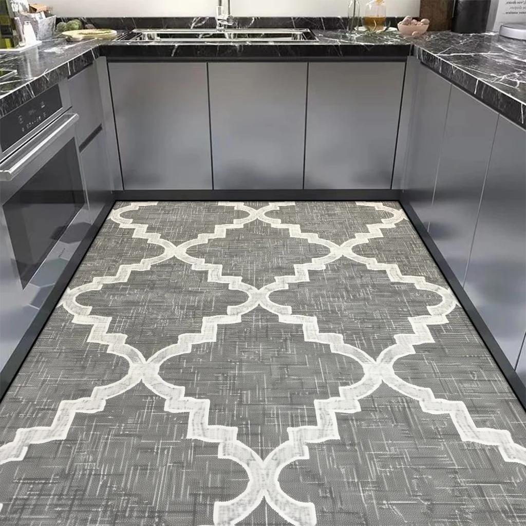 Durable Modern Simple Kitchen Carpet - Thick  Slip and Water Absorption Kitchen Mat Large Area Rug for Dining Room Home Alfombra