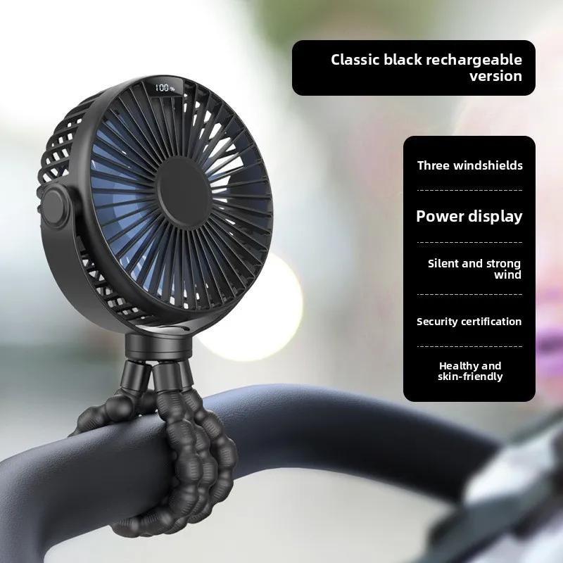 DurableStroller Fan Octopus USB Charging Hanging Folding Desktop Fan Mini Handheld Small Fan