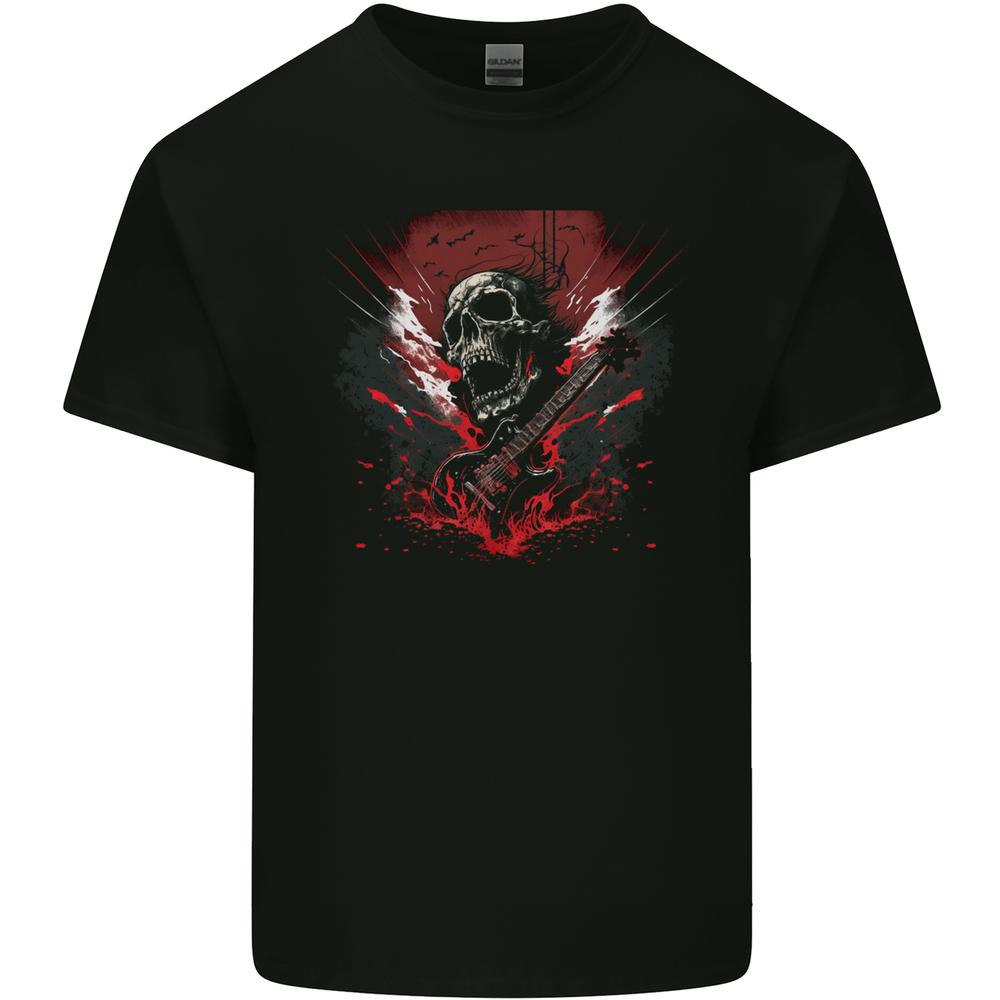 Electric Guitar Skull Heavy Metal Rock Music Unisexs Cotton TShirt Tee Top S