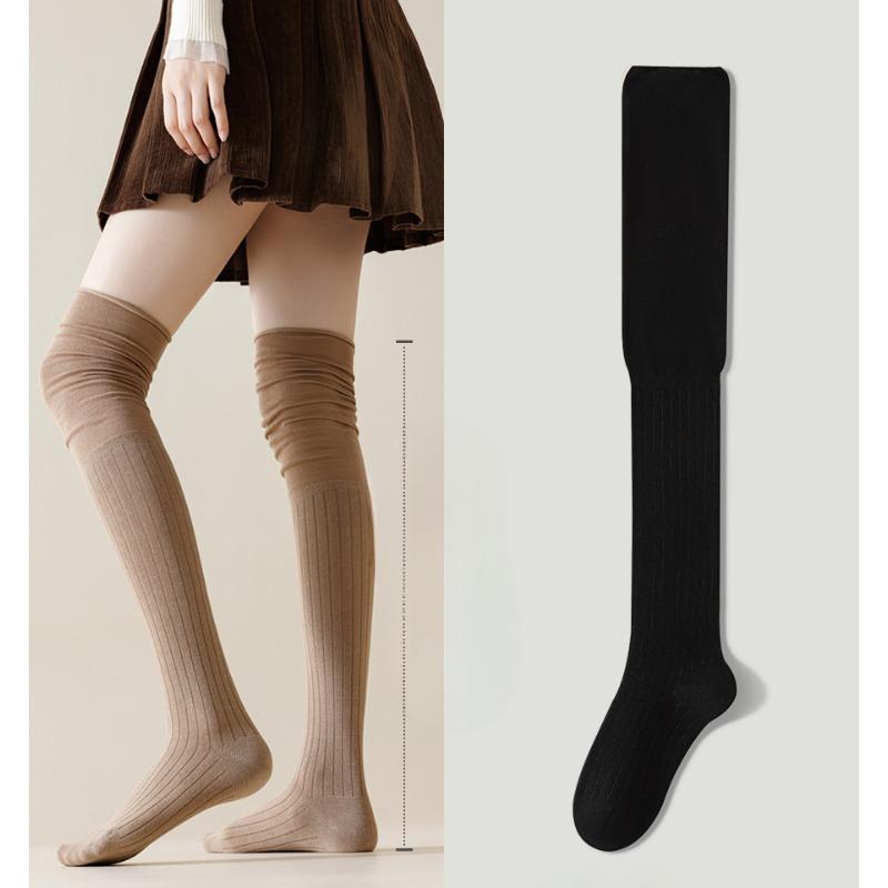

Женские носки на весну и осень, гольфы с махрой до колена, однотонные свободные гольфы до бедра, высокие хлопковые носки 1 pair