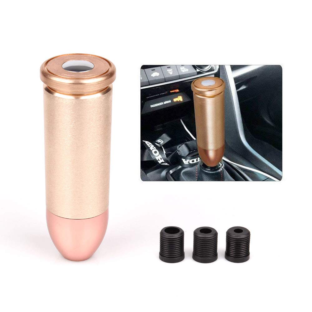 BAOQI Universal Bullet Shape Style Shift Knob M12 M10 M8 Style Manual Transmission Gear Shift Knob Lever Brass