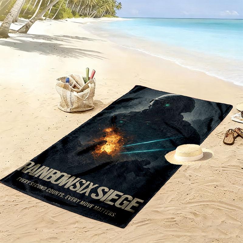R6S Print Beach Towel, Large Soft Quick Dry Towel for Beach Camping Swimming