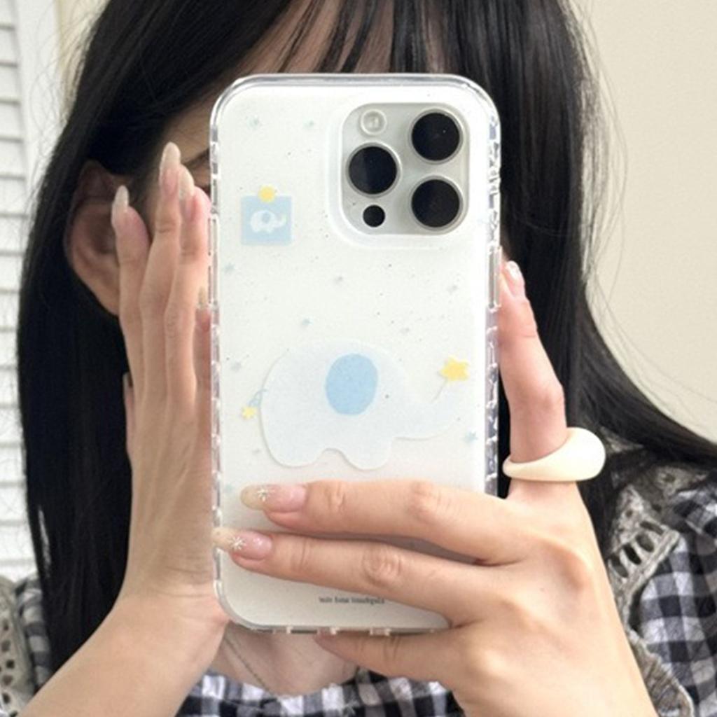 White Background IMD Mobile Phone Case White Elephant Minimalist Style Simple Goddess Frosted Hard Shell Soft Case Anti-hand Sweat High-end